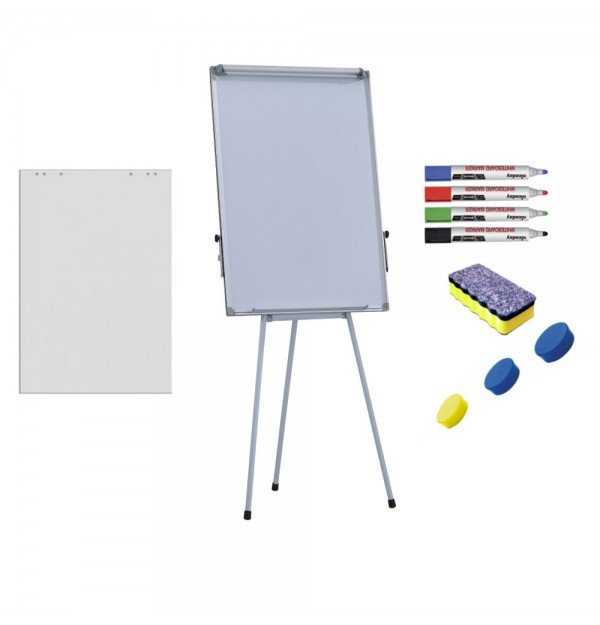 Pachet Flipchart magnetic, 70x100 cm Premium, inaltime ajustabila + accesorii: hartie flipchart, markere, burete, magneti Pachet Flipchart magnetic, 70x100 cm Premium, inaltime ajustabila + accesorii: hartie flipchart, markere, burete, magneti